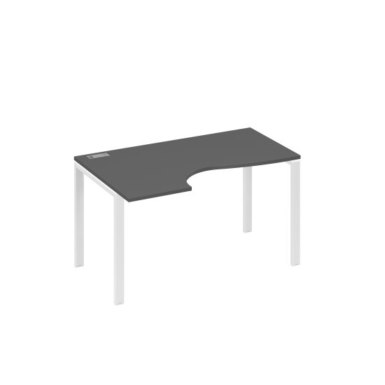 Стол Классика левый на металлокаркасе UNO эргономичный антрацит премиум / металлокаркас белый