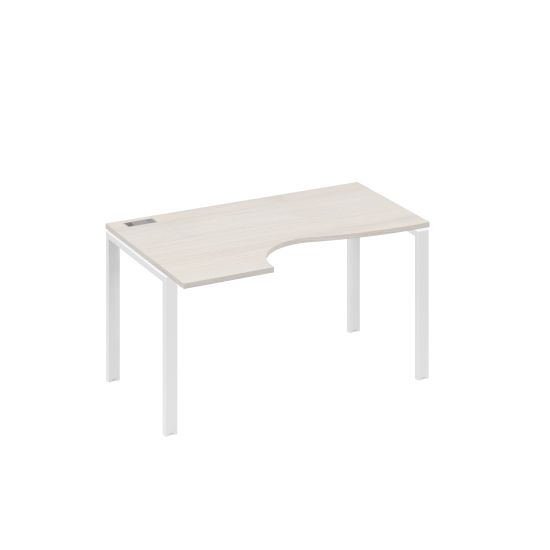 Стол Классика левый на металлокаркасе UNO эргономичный дуб / металлокаркас белый