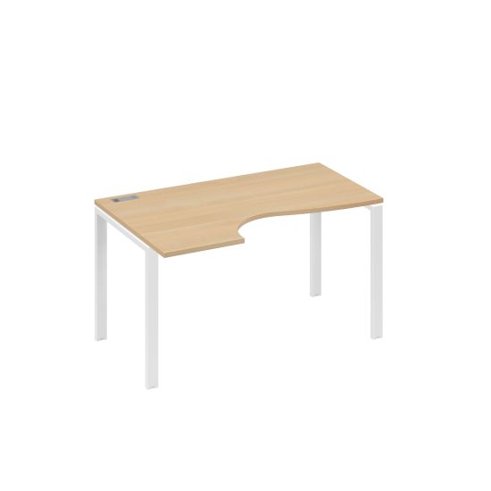 Стол Классика левый на металлокаркасе UNO эргономичный натуральный дуб / металлокаркас белый
