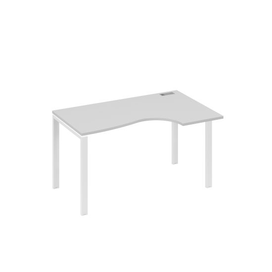 Стол металлокаркас UNO эргономичный правый Классика серый / металлокаркас белый