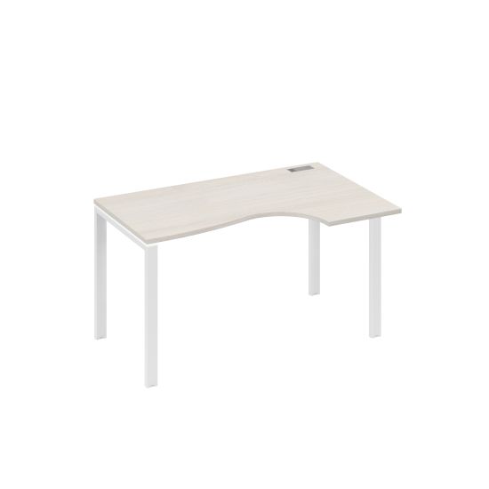 Стол металлокаркас UNO эргономичный правый Классика дуб / металлокаркас белый