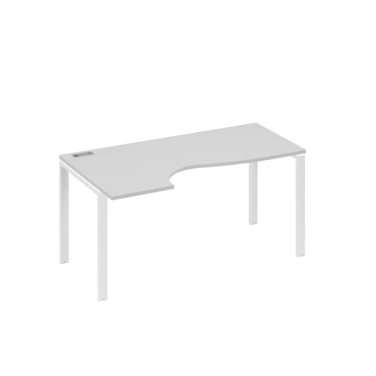 Стол эргономичный левый Классика на металлокаркасе UNO серый / металлокаркас белый
