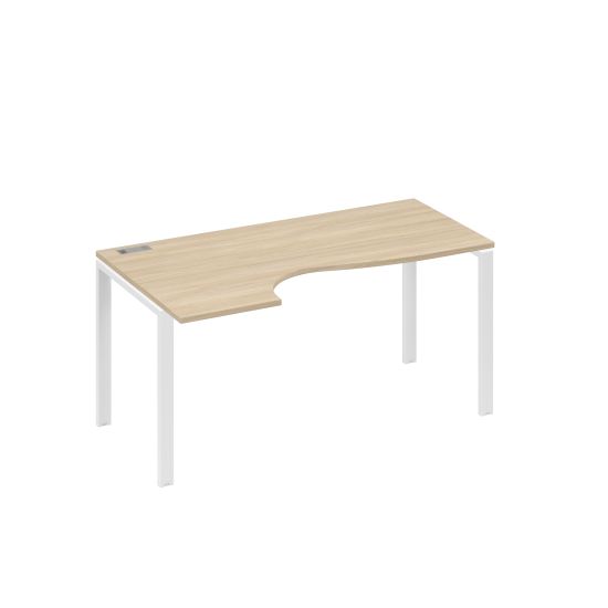 Стол эргономичный левый Классика на металлокаркасе UNO дуб скандинавский / металлокаркас белый