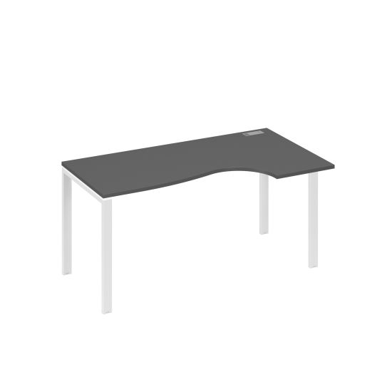 Стол на металлокаркасе UNO Классика эргономичный правый антрацит премиум / металлокаркас белый