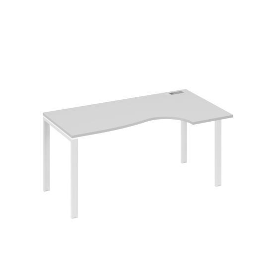 Стол на металлокаркасе UNO Классика эргономичный правый серый / металлокаркас белый
