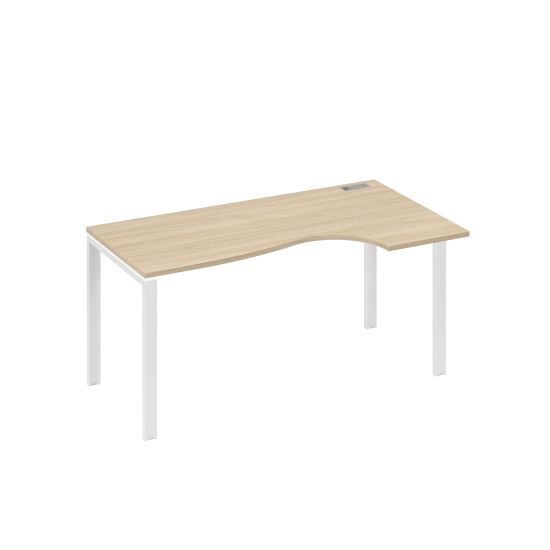 Стол на металлокаркасе UNO Классика эргономичный правый дуб скандинавский / металлокаркас белый