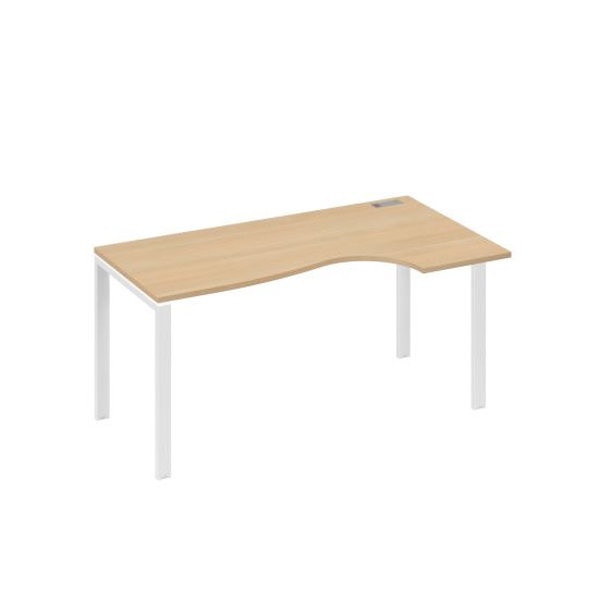 Стол на металлокаркасе UNO Классика эргономичный правый натуральный дуб / металлокаркас белый