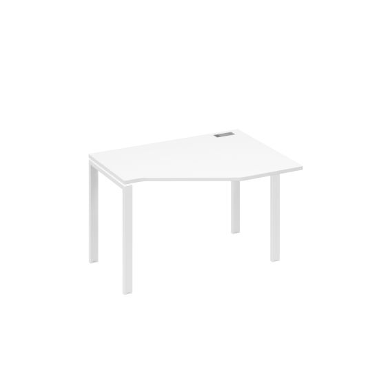 Стол эргономичный правый Техно на металлокаркасе UNO белый премиум / металлокаркас белый