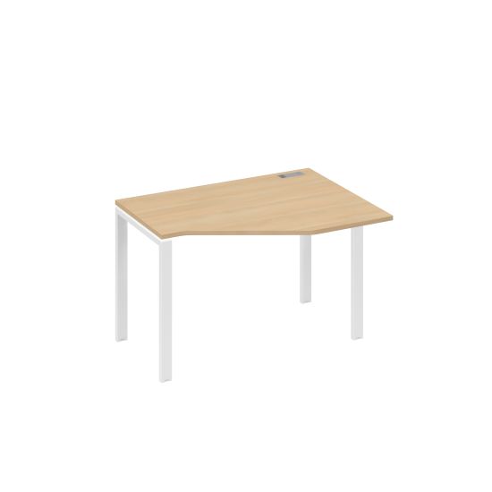 Стол эргономичный правый Техно на металлокаркасе UNO натуральный дуб / металлокаркас белый