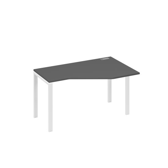 Стол правый эргономичный Техно металлокаркас UNO антрацит премиум / металлокаркас белый