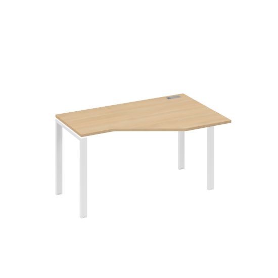 Стол правый эргономичный Техно металлокаркас UNO натуральный дуб / металлокаркас белый