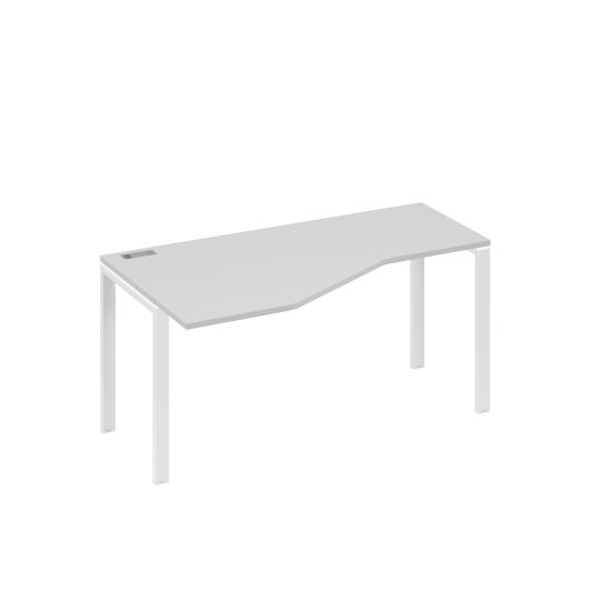 Стол левый Техно эргономичный на металлокаркасе UNO серый / металлокаркас белый
