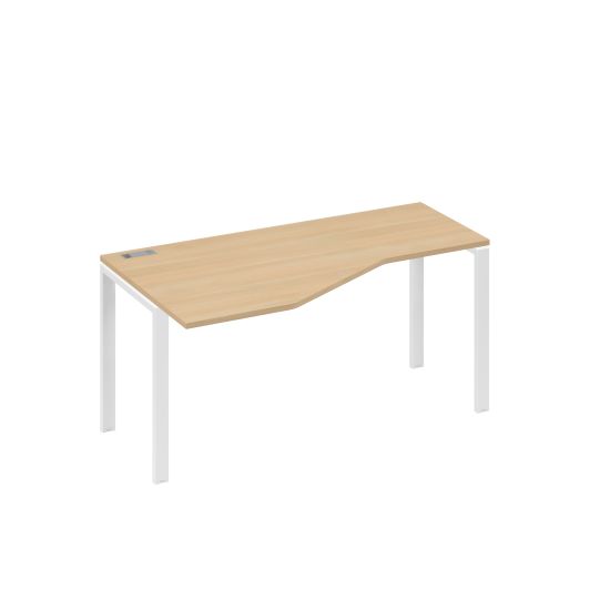 Стол левый Техно эргономичный на металлокаркасе UNO натуральный дуб / металлокаркас белый