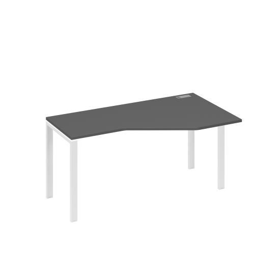 Стол Техно на металлокаркасе UNO эргономичный правый антрацит премиум / металлокаркас белый