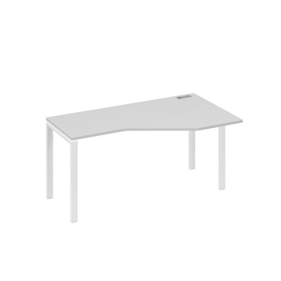 Стол Техно на металлокаркасе UNO эргономичный правый серый / металлокаркас белый