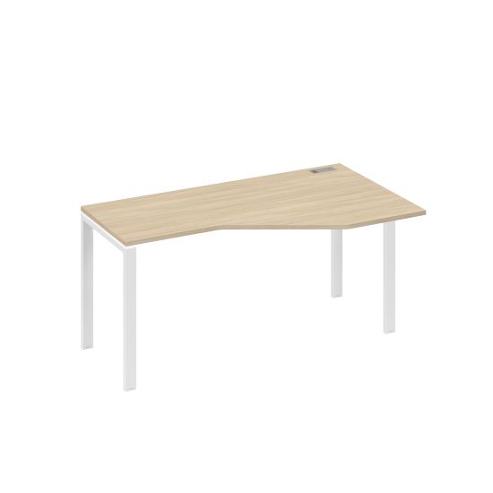 Стол Техно на металлокаркасе UNO эргономичный правый дуб скандинавский / металлокаркас белый