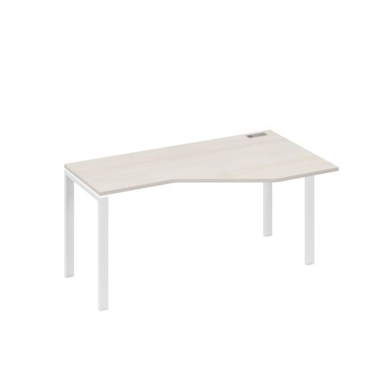 Стол Техно на металлокаркасе UNO эргономичный правый дуб / металлокаркас белый