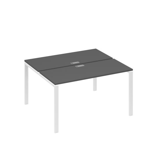 Рабочая станция на каркасе UNO столы 2х140 антрацит премиум / металлокаркас белый