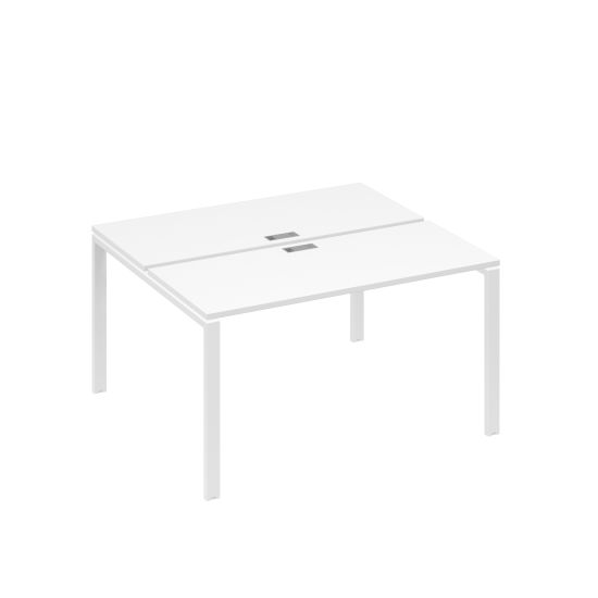 Рабочая станция на каркасе UNO столы 2х140 белый премиум / металлокаркас белый