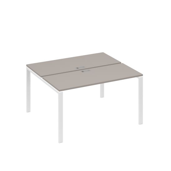 Рабочая станция на каркасе UNO столы 2х140 мокко премиум / металлокаркас белый