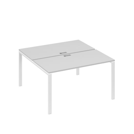 Рабочая станция на металлокаркасе UNO (2х140) серый / металлокаркас белый