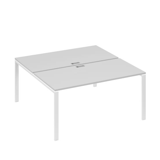 Рабочая станция опоры UNO столы 2х160 серый / металлокаркас белый