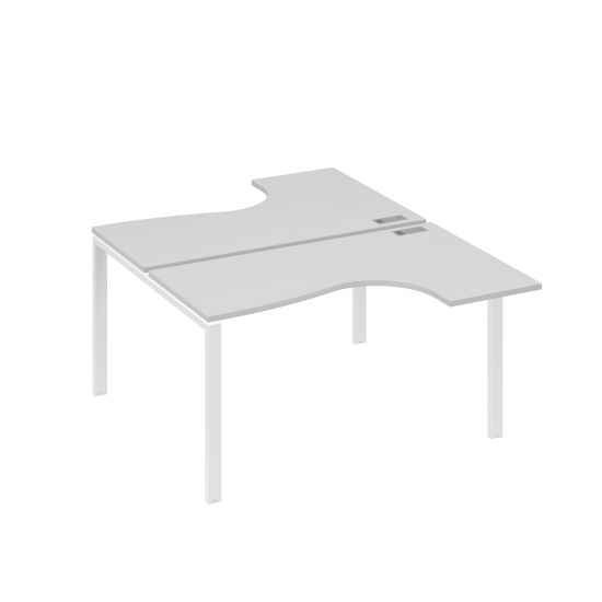 Рабочая станция (2х140) опоры UNO столы Классика серый / металлокаркас белый