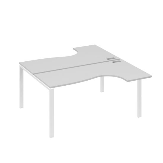 Рабочая станция UNO (2х160) со столами эргономичными серый / металлокаркас белый
