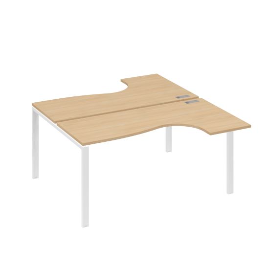 Рабочая станция UNO (2х160) со столами эргономичными натуральный дуб / металлокаркас белый