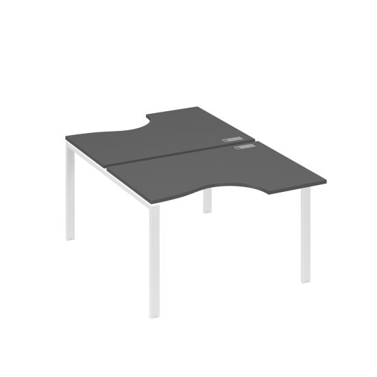 Рабочая станция столы (2х120) эргономичные Классика опоры UNO антрацит премиум / металлокаркас белый