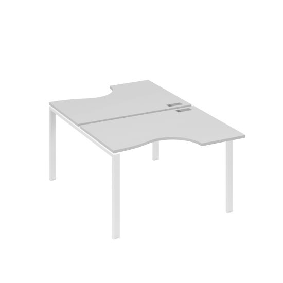 Рабочая станция столы (2х120) эргономичные Классика опоры UNO серый / металлокаркас белый
