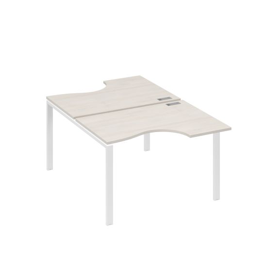 Рабочая станция столы (2х120) эргономичные Классика опоры UNO дуб / металлокаркас белый
