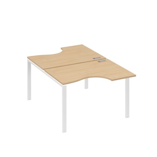 Рабочая станция столы (2х120) эргономичные Классика опоры UNO натуральный дуб / металлокаркас белый