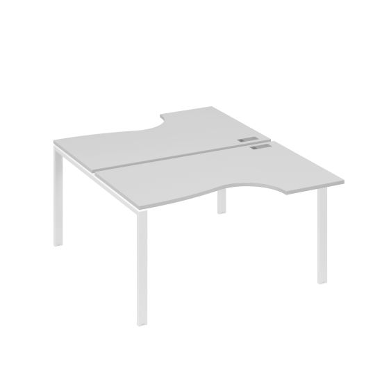 Рабочая станция (2х140) каркас UNO со столами Классика серый / металлокаркас белый
