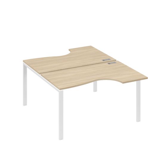 Рабочая станция (2х140) каркас UNO со столами Классика дуб скандинавский / металлокаркас белый
