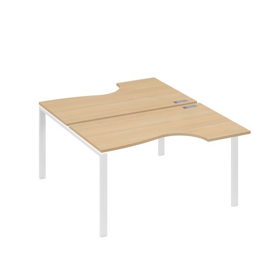 Рабочая станция (2х140) каркас UNO со столами Классика натуральный дуб / металлокаркас белый