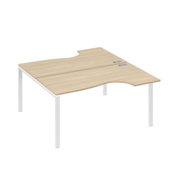 Станция на каркасе UNO (2х160) столы Классика дуб скандинавский / металлокаркас белый
