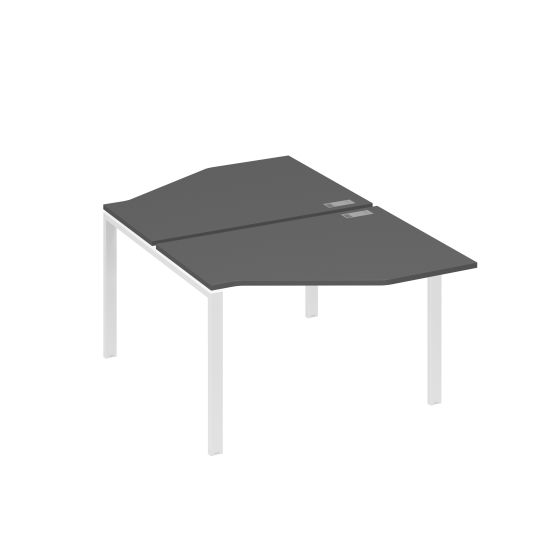 Рабочая станция опоры UNO со столами Техно (2х120) антрацит премиум / металлокаркас белый