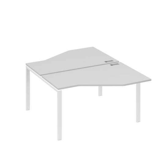 Рабочая станция (2х140) со столами Техно на каркасе UNO серый / металлокаркас белый