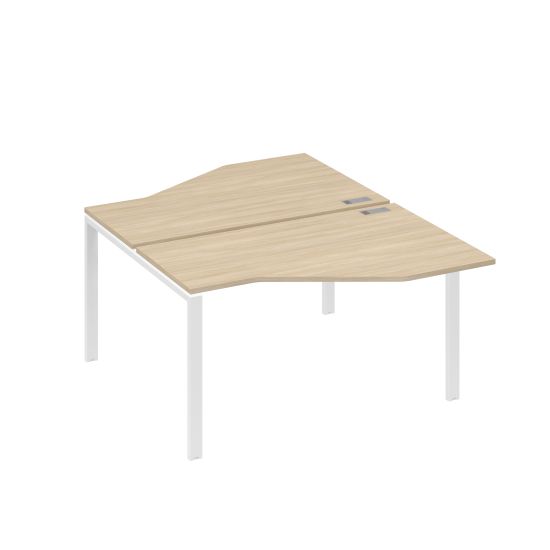 Рабочая станция (2х140) со столами Техно на каркасе UNO дуб скандинавский / металлокаркас белый