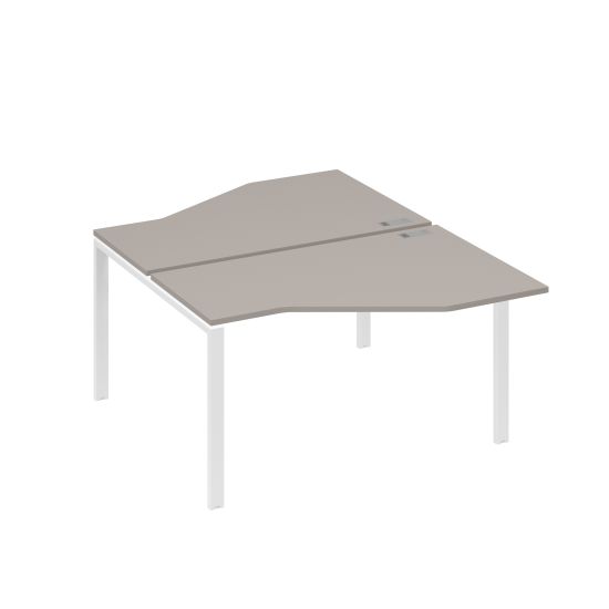 Рабочая станция (2х140) со столами Техно на каркасе UNO мокко премиум / металлокаркас белый