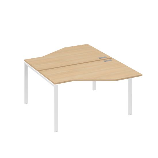 Рабочая станция (2х140) со столами Техно на каркасе UNO натуральный дуб / металлокаркас белый