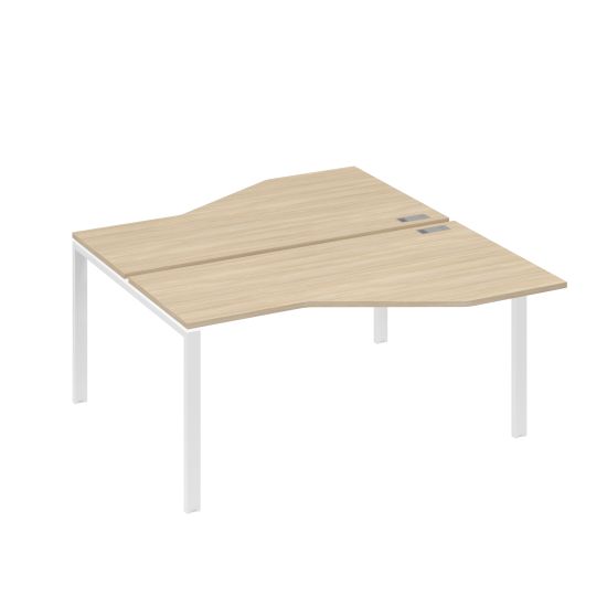 Рабочая станция со столами (2х160) Техно на каркасе UNO дуб скандинавский / металлокаркас белый