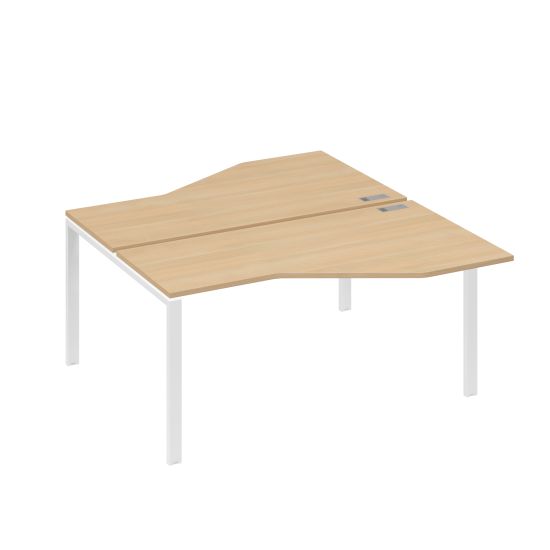 Рабочая станция со столами (2х160) Техно на каркасе UNO натуральный дуб / металлокаркас белый