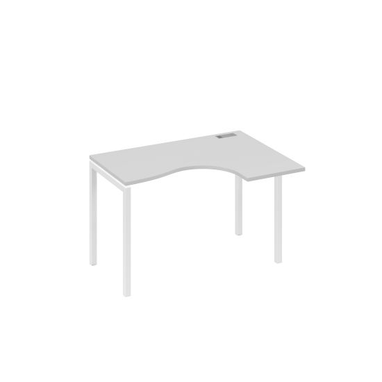 Стол Классика на металлокаркасе DUE эргономичный правый серый / металлокаркас белый