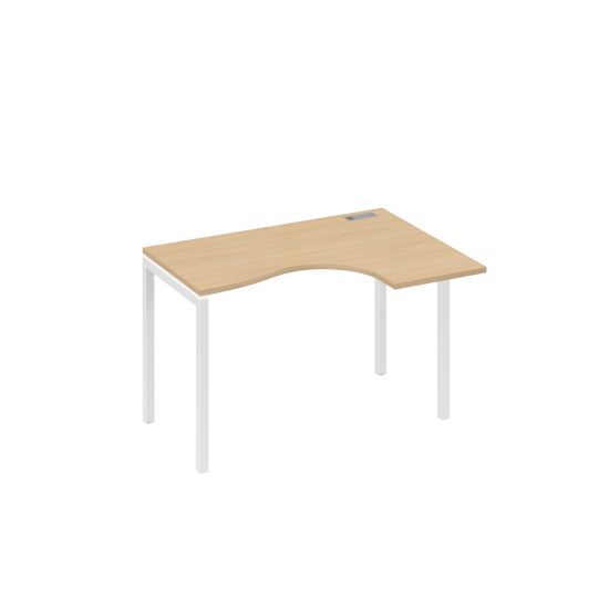 Стол Классика на металлокаркасе DUE эргономичный правый натуральный дуб / металлокаркас белый