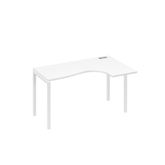 Стол правый Классика на металлокаркасе DUE эргономичный белый премиум / металлокаркас белый
