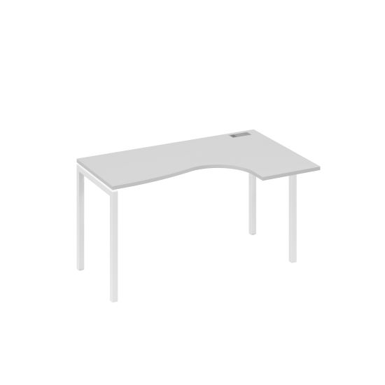 Стол правый Классика на металлокаркасе DUE эргономичный серый / металлокаркас белый
