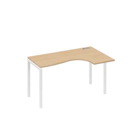 Стол правый Классика на металлокаркасе DUE эргономичный натуральный дуб / металлокаркас белый