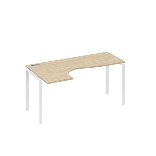 Стол на металлокаркасе DUE эргономичный левый Классика дуб скандинавский / металлокаркас белый